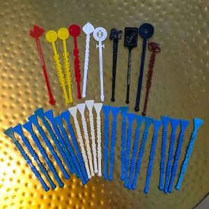 Vintage Stir Stick Lot Bar Swizzle Bacardi Hotel Cocktail Beverage Mixology